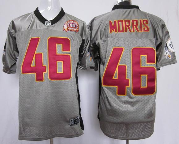 Nike Washington Redskins #46 Alfred Morris Grey Shadow NFL Jerseys W 80TH Patch Cheap