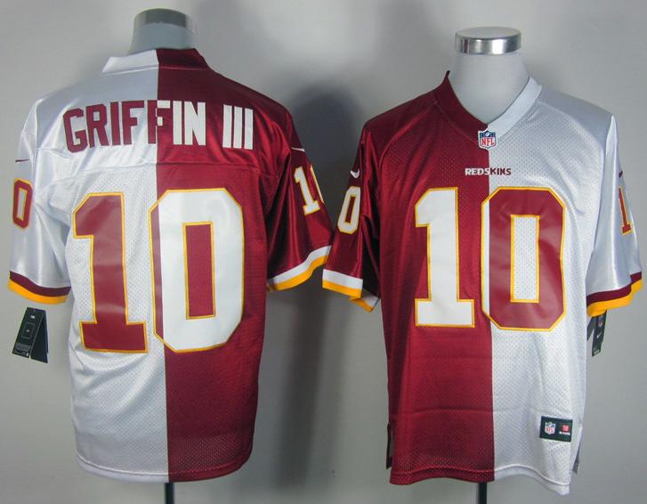Nike Washington Redskins 10# Robert Griffin III Red White Split NFL Jerseys Cheap