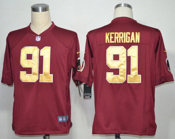 Nike Washington Redskins 91# Ryan Kerrigan Red Game NFL Jerseys Gold Number Cheap
