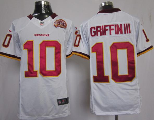 Nike Washington Redskins 10# Robert Griffin III White Game LIMITED NFL Jerseys W 80th Patch Cheap