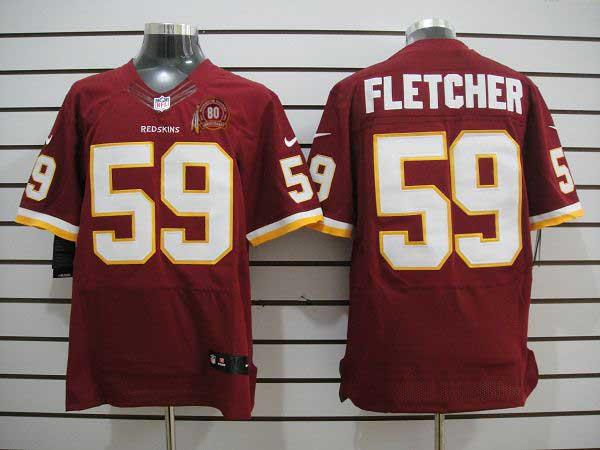 Nike Washington Redskins 59# London Fletcher Red 80th Elite Nike NFL Jerseys Cheap