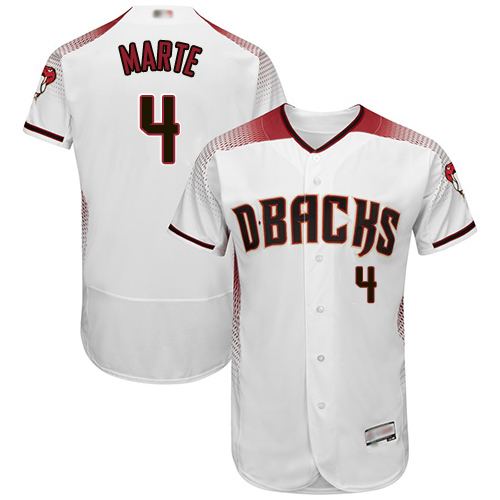 Diamondbacks #4 Ketel Marte White/Crimson Flexbase Authentic Collection Stitched Baseball Jersey