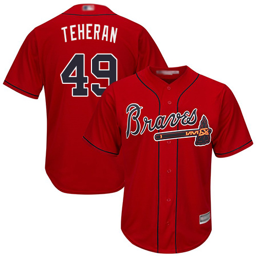 Braves #49 Julio Teheran Red Cool Base Stitched Baseball Jersey
