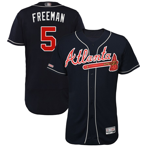 Braves #5 Freddie Freeman Navy Blue Flexbase Authentic Collection Stitched Baseball Jersey