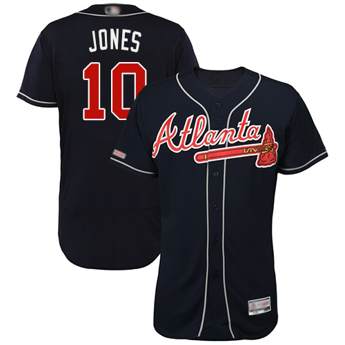 Braves #10 Chipper Jones Navy Blue Flexbase Authentic Collection Stitched Baseball Jersey