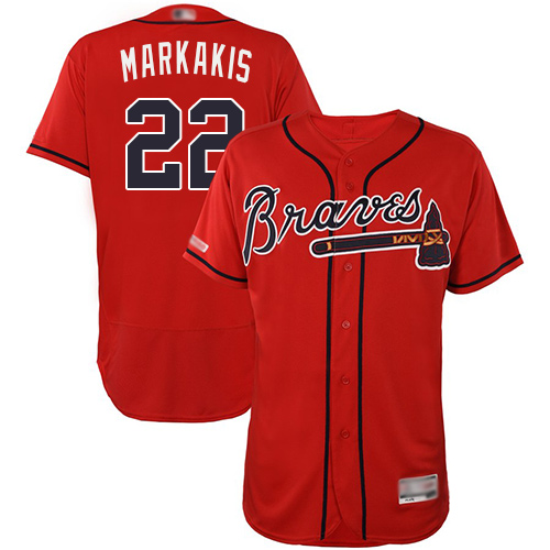 Braves #22 Nick Markakis Red Flexbase Authentic Collection Stitched Baseball Jersey