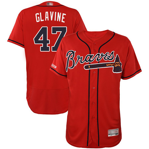 Braves #47 Tom Glavine Red Flexbase Authentic Collection Stitched Baseball Jersey