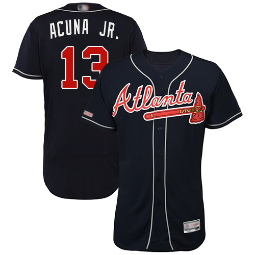 Braves #13 Ronald Acuna Jr. Navy Blue Flexbase Authentic Collection Stitched Baseball Jersey