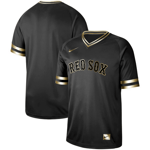 Red Sox Blank Black Gold Authentic Stitched Baseball Jersey