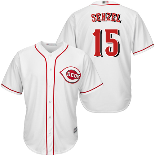 Reds #15 Nick Senzel White New Cool Base Stitched Baseball Jersey