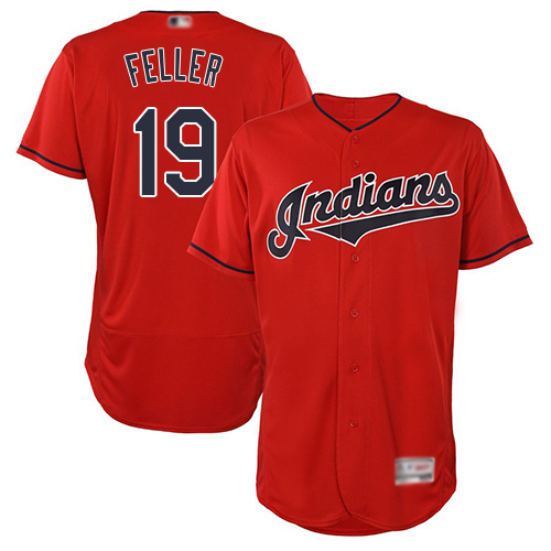 Indians #19 Bob Feller Red Flexbase Authentic Collection Stitched Baseball Jersey