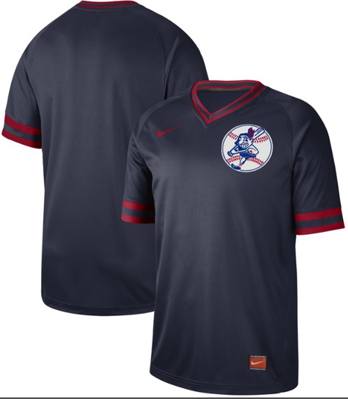 Nike Indians Blank Navy Authentic Cooperstown Collection Stitched Baseball Jersey