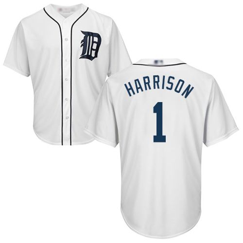 Tigers #1 Josh Harrison White New Cool Base Stitched Baseball Jersey