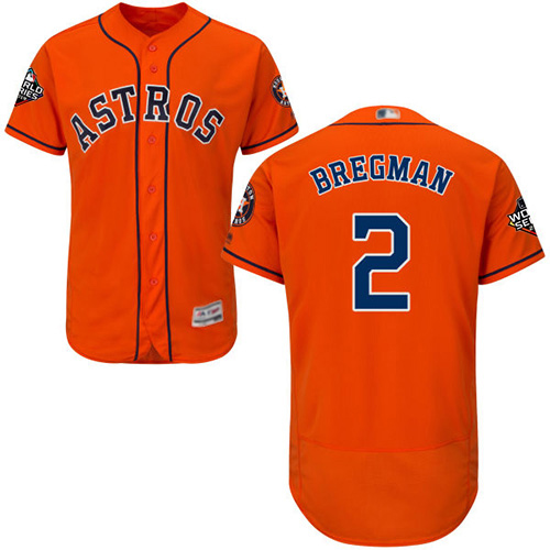 Astros #2 Alex Bregman Orange Flexbase Authentic Collection 2019 World Series Bound Stitched Baseball Jersey