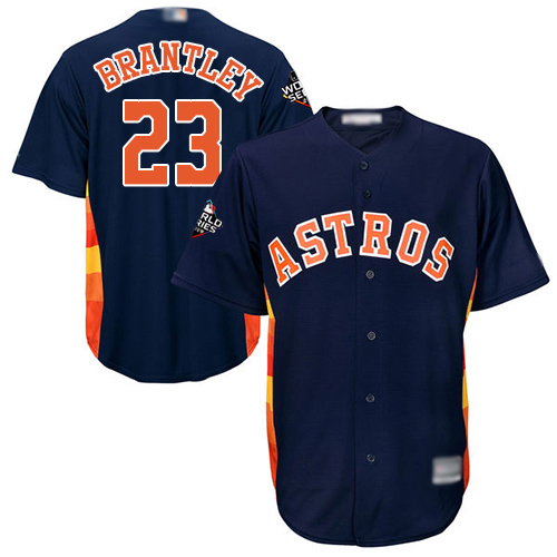 Astros #23 Michael Brantley Navy Blue New Cool Base 2019 World Series Bound Stitched Baseball Jersey