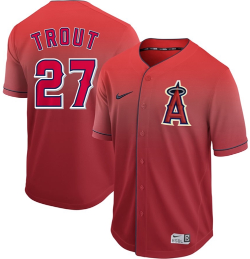Angels of Anaheim #27 Mike Trout Red Fade Authentic Stitched Baseball Jersey