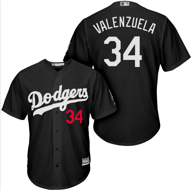 Dodgers #34 Fernando Valenzuela Black Turn Back The Clock Stitched Baseball Jersey