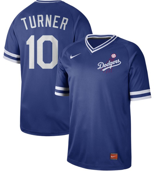 Nike Dodgers #10 Justin Turner Royal Authentic Cooperstown Collection Stitched Baseball Jersey