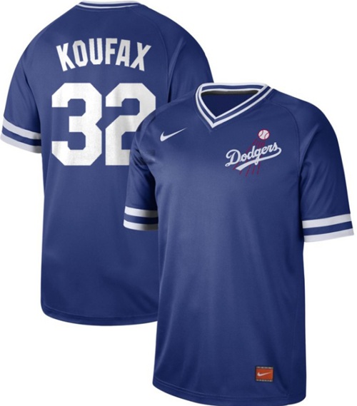 Dodgers #32 Sandy Koufax Royal Authentic Cooperstown Collection Stitched Baseball Jersey