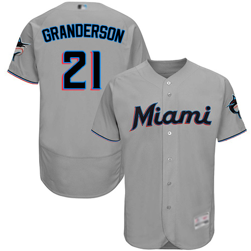 marlins #21 Curtis Granderson Grey Flexbase Authentic Collection Stitched Baseball Jersey