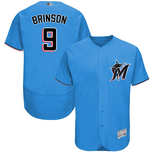 marlins #9 Lewis Brinson Blue Flexbase Authentic Collection Stitched Baseball Jersey