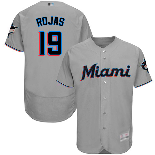 marlins #19 Miguel Rojas Grey Flexbase Authentic Collection Stitched Baseball Jersey