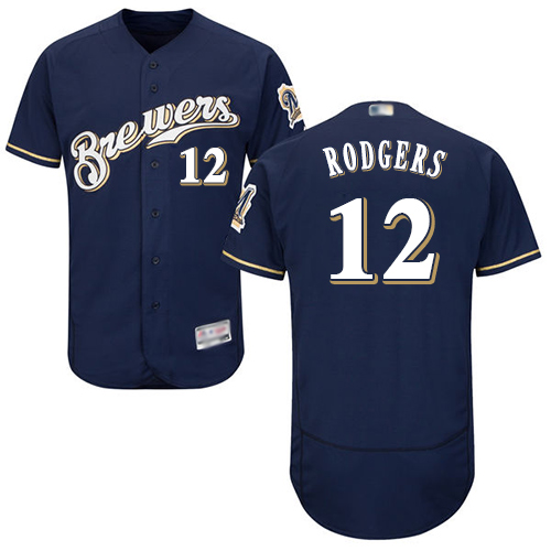Brewers #12 Aaron Rodgers Navy Blue Flexbase Authentic Collection Stitched Baseball Jersey