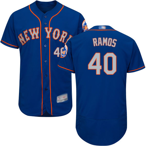 Mets #40 Wilson Ramos Blue(Grey NO.) Flexbase Authentic Collection Stitched Baseball Jersey