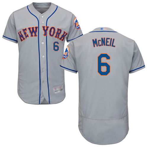 Mets #6 Jeff McNeil Grey Flexbase Authentic Collection Stitched Baseball Jersey