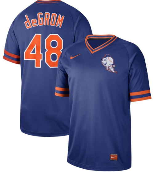Nike Mets #48 Jacob DeGrom Royal Authentic Cooperstown Collection Stitched Baseball Jersey