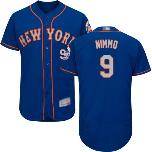 Mets #9 Brandon Nimmo Blue(Grey NO.) Flexbase Authentic Collection Stitched Baseball Jersey