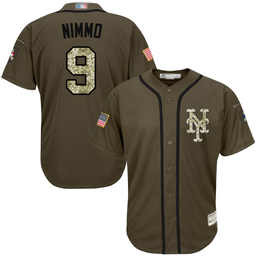Mets #9 Brandon Nimmo Green Salute to Service Stitched Baseball Jersey