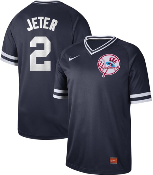 Nike Yankees #2 Derek Jeter Navy Authentic Cooperstown Collection Stitched Baseball Jersey