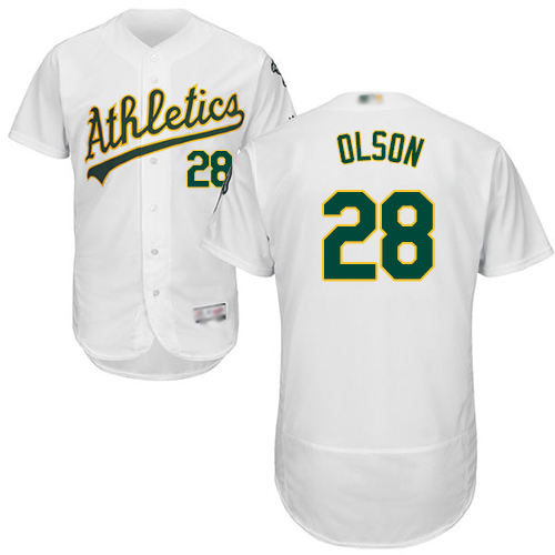 Athletics #28 Matt Olson White Flexbase Authentic Collection Stitched Baseball Jersey