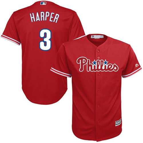Phillies #3 Bryce Harper Red New Cool Base Stitched Baseball Jersey