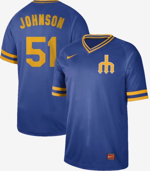 Nike Mariners #51 Randy Johnson Royal Authentic Cooperstown Collection Stitched Baseball Jersey
