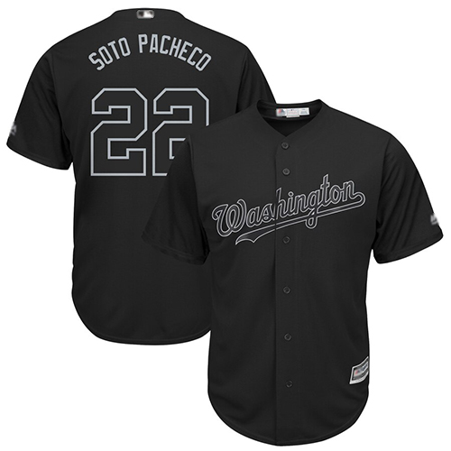 Nationals #22 Juan Soto Black "Soto Pacheco" Players Weekend Cool Base Stitched Baseball Jersey