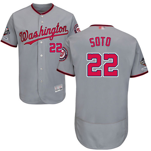 Nationals #22 Juan Soto Grey Flexbase Authentic Collection 2019 World Series Champions Stitched MLB Jersey