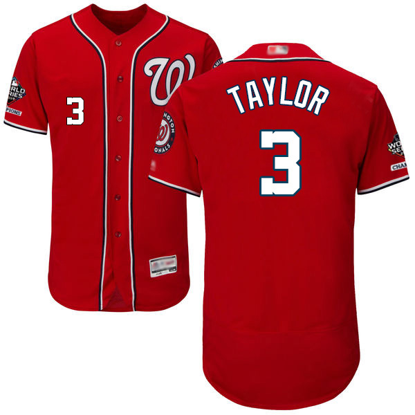 Nationals #3 Michael Taylor Red Flexbase Authentic Collection 2019 World Series Champions Stitched MLB Jersey