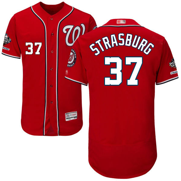 Nationals #37 Stephen Strasburg Red Flexbase Authentic Collection 2019 World Series Champions Stitched MLB Jersey