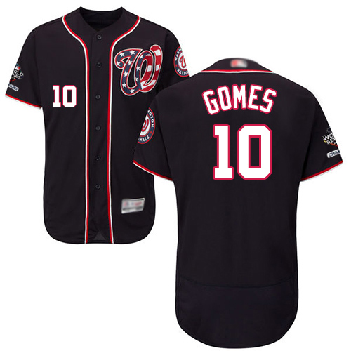 Nationals #10 Yan Gomes Navy Blue Flexbase Authentic Collection 2019 World Series Champions Stitched MLB Jersey