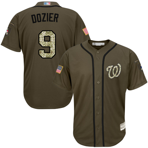 Nationals #9 Brian Dozier Green Salute to Service Stitched Baseball Jersey