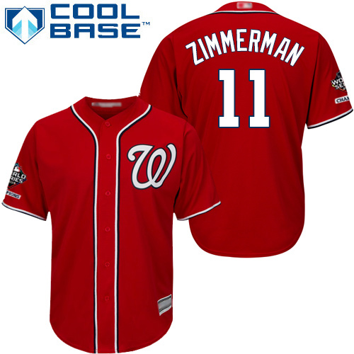 Nationals #11 Ryan Zimmerman Red New Cool Base 2019 World Series Champions Stitched MLB Jersey