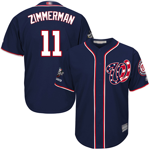 Nationals #11 Ryan Zimmerman Navy Blue New Cool Base 2019 World Series Champions Stitched Baseball Jersey