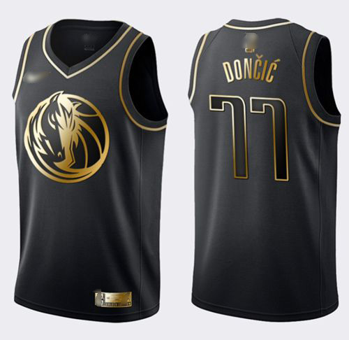 Mavericks #77 Luka Doncic Black/Gold Basketball Swingman Limited Edition Jersey