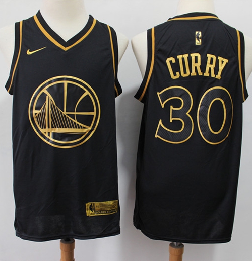 Warriors #30 Stephen Curry Black/Gold Basketball Swingman Limited Edition Jersey