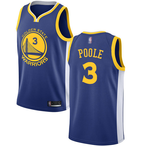 Warriors #3 Jordan Poole Blue Basketball Swingman Icon Edition Jersey