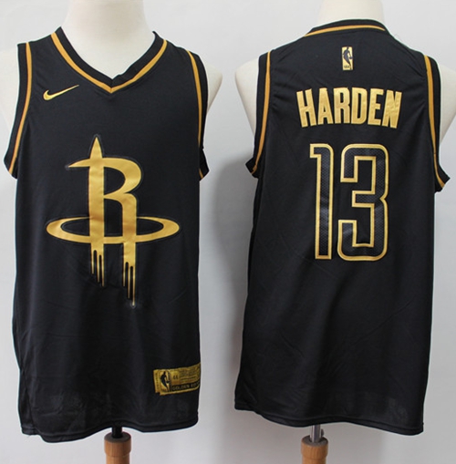 Rockets #13 James Harden Black/Gold Basketball Swingman Limited Edition Jersey