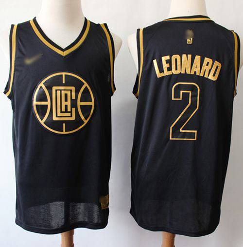 Clippers #2 Kawhi Leonard Black/Gold Basketball Swingman Limited Edition Jersey