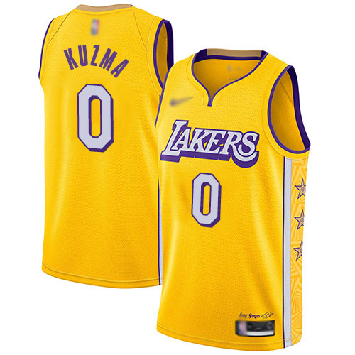 Lakers #0 Kyle Kuzma Gold Basketball Swingman City Edition 2019/20 Jersey